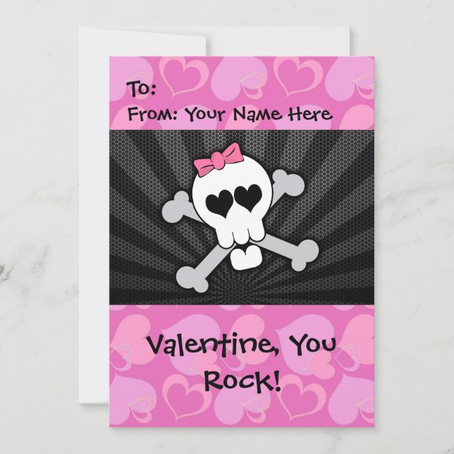 Rockin' Valentine Skull Holiday Card (Front)
