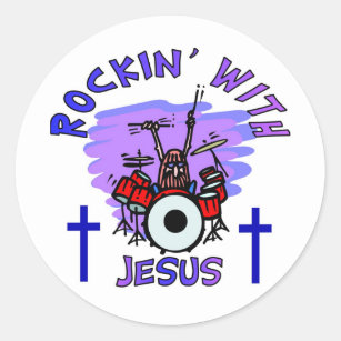 Rockin' With Jesus Christian Gift Classic Round Sticker