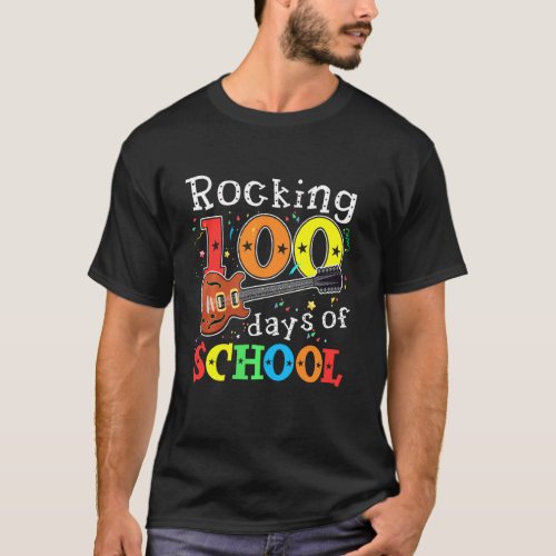 Rocking 100 Days Of School Guitar Music Teacher St T_Shirt