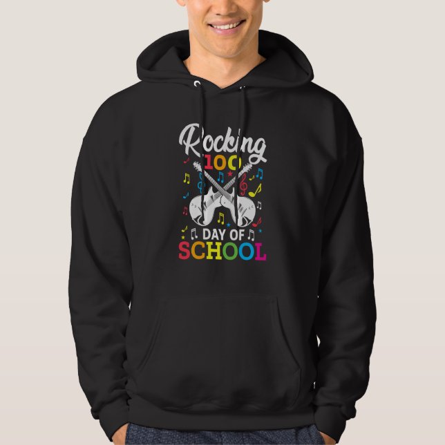 Rocking 100 Days of School Music Item Guitar Graph Hoodie (Front)