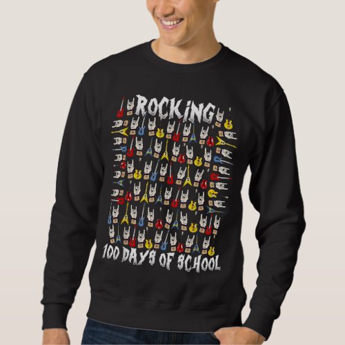 Rocking 100 Days Of School Rocks Hand Teacher Stud Sweatshirt