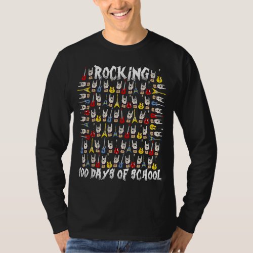 Rocking 100 Days Of School Rocks Hand Teacher Stud T_Shirt