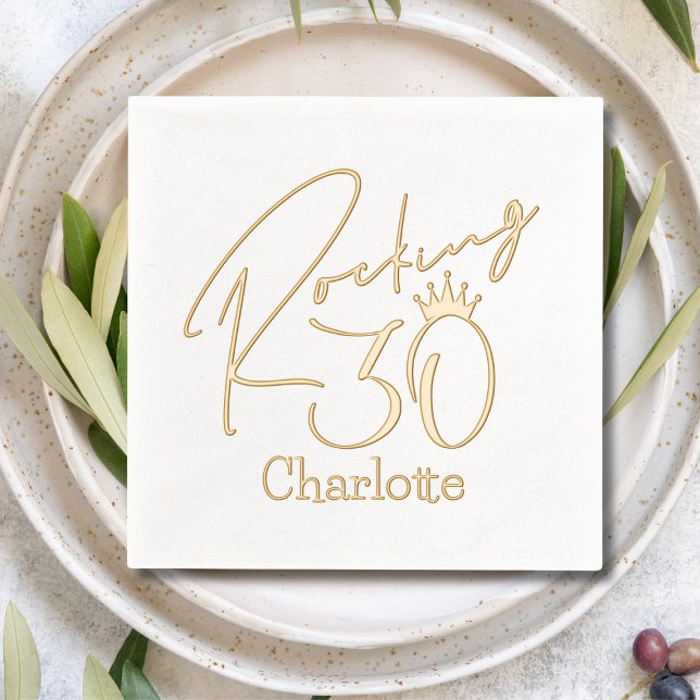Rocking 30 Thirtieth Birthday Personalized Name Foil Napkins (Creator Uploaded)