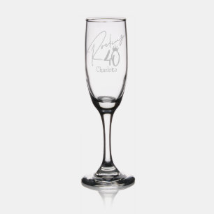 Rocking 40 Fortieth Birthday Personalized Name Champagne Flute