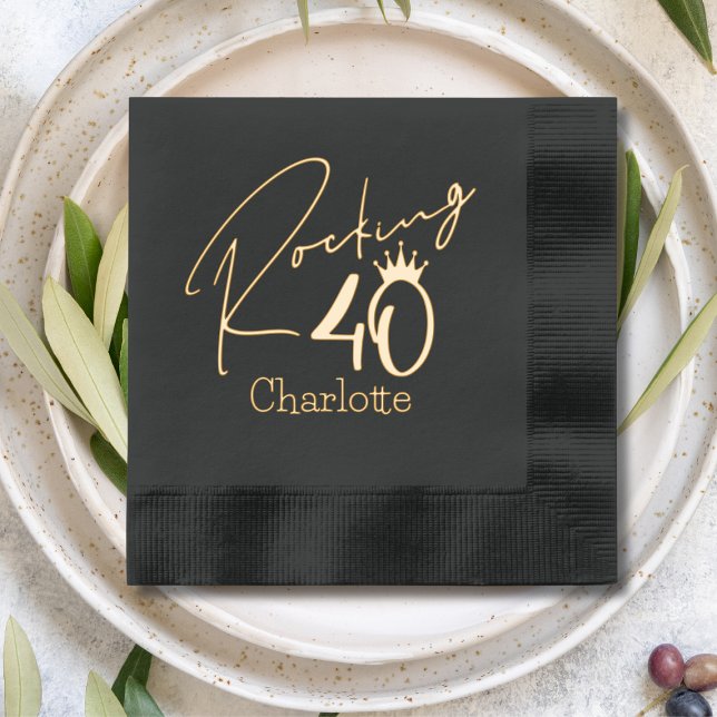 Rocking 40 Fortieth Birthday Personalized Name  Foil Napkins (Creator Uploaded)
