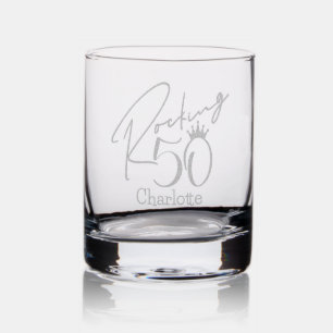 Rocking 50 Fiftieth Birthday Party Personalized Rocks Glass