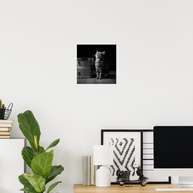 Rocking cat Poster Cool black cat Rock Music (Home Office)
