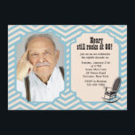 Rocking Chair Chevron Photo Invitation<br><div class="desc">This invitation has a blue and cream chevron pattern and a decorative photo window and panel for your personalization. It features a rocking chair motif and is perfect for a senior citizen's birthday celebration. (FP) The card is easy to customize with your wording, font, font color, paper shape options and...</div>