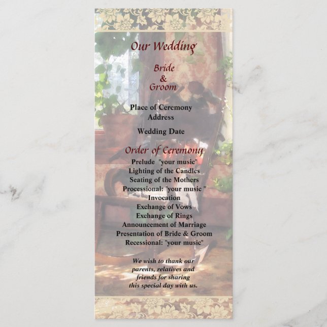 Rocking Chair in Victorian Parlor Wedding Program (Front)