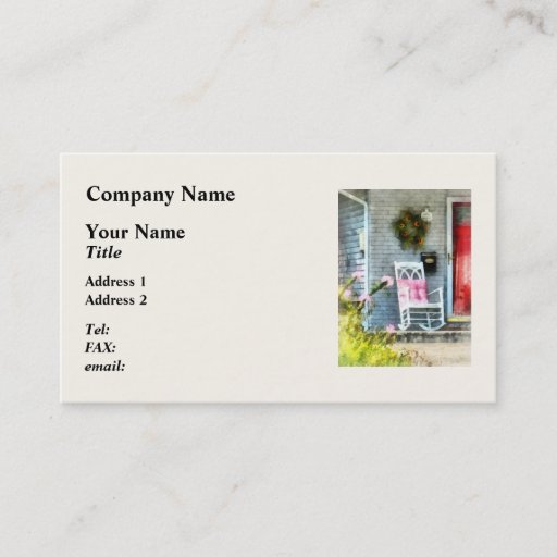 Customizable Rocking Chair With Pink Pillow Business Card