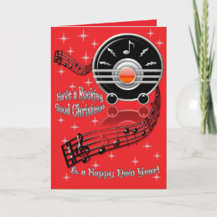 Rocking Christmas - Art Deco Radio (Personalized) Holiday Card