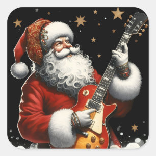 Rocking Christmas Tunes With Santa’s Guitar Square Sticker