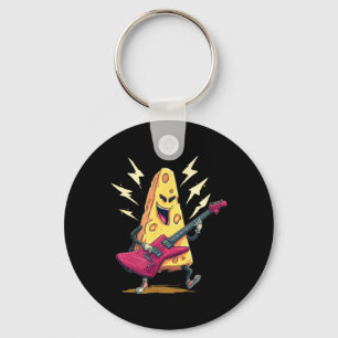 Rocking E-Guitar in Cheese Look for Dairy and Milk Keychain
