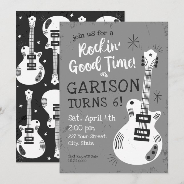 Rocking Good Time Rockstar Birthday Invitation (Front/Back)