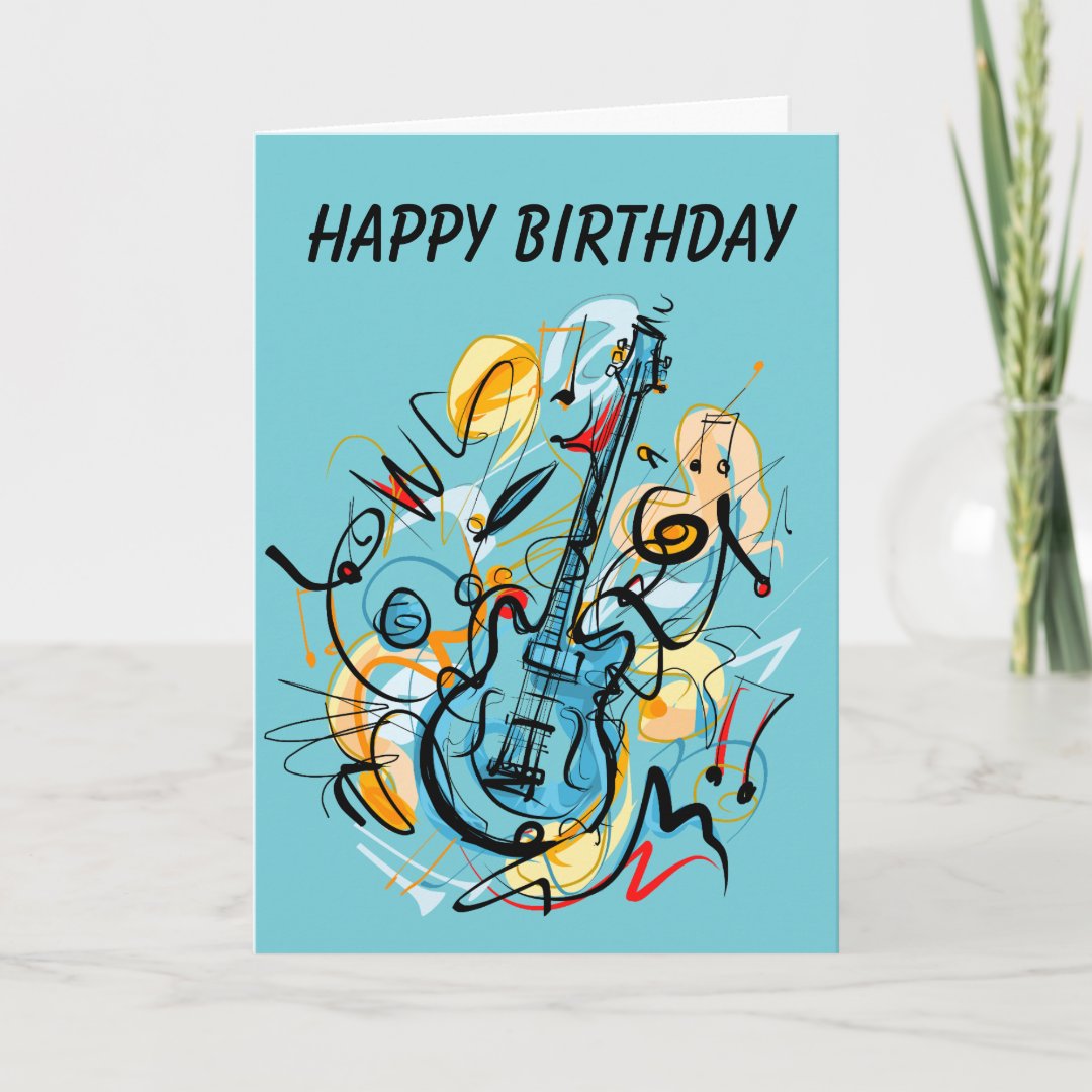 Rocking Guitar Birthday Card | Zazzle