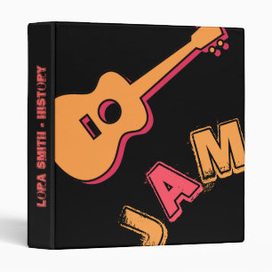 Rocking Guitar, Music Jam Style, Orange & Red Art 3 Ring Binder