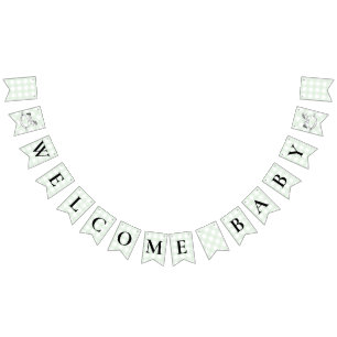 Rocking Hors Green Gingham Baby Shower Bunting Bunting Flags