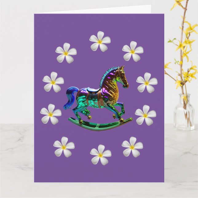 Rocking Horse8.5 x 11 Folded Greeting Card (Yellow Flower)
