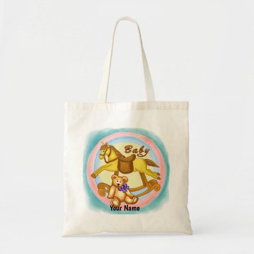Rocking Horse Baby Bear custom name Tote Bag
