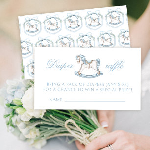 Rocking horse baby boy shower diaper raffle cards