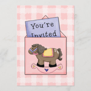 Rocking Horse Baby Girl Shower Invitation
