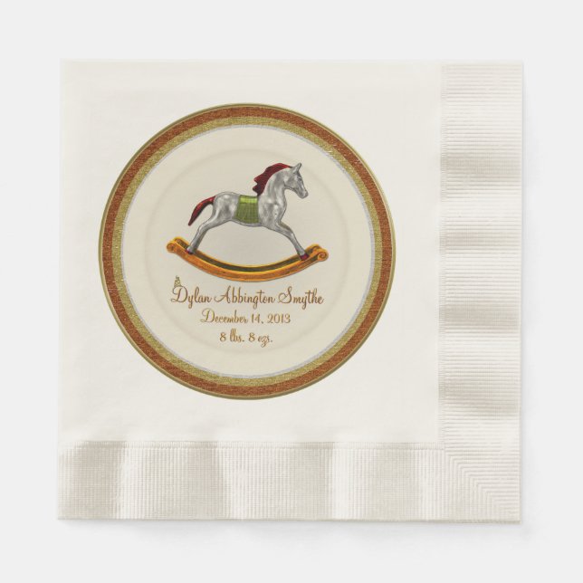 Rocking Horse Baby (Personalized) Napkins (Front)