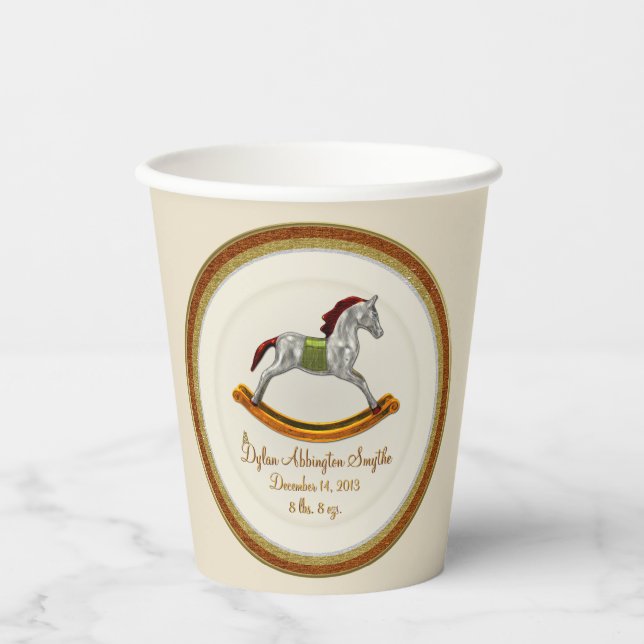 Rocking Horse Baby (Personalized) Paper Cups (Front)