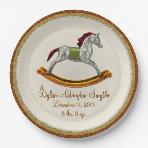 Rocking Horse Baby Personalized Paper Plates