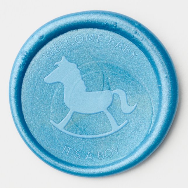 Rocking Horse Baby Shower Birth Announcement Wax Seal Sticker (Front)
