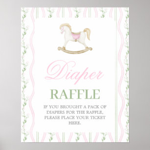 Rocking Horse Baby Shower Girl Diaper Raffle sign
