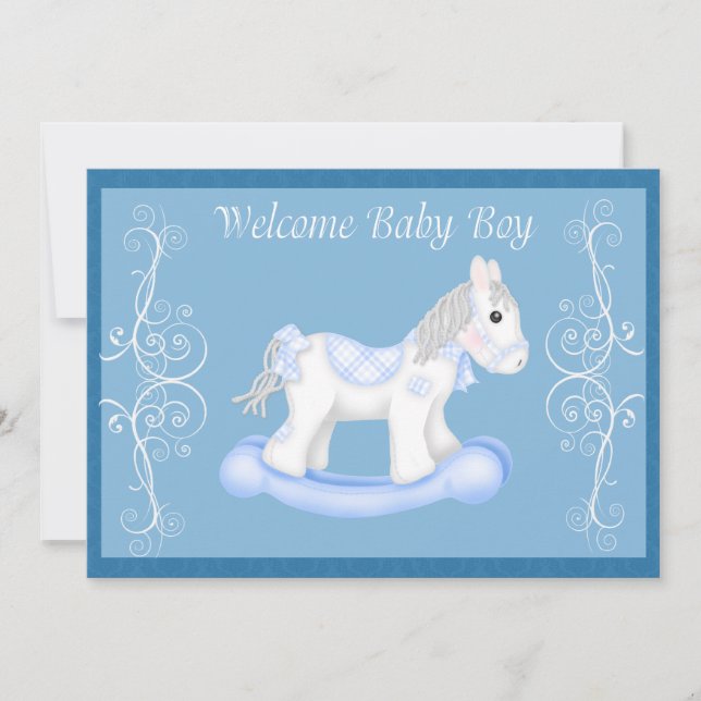 Rocking Horse  Baby Shower Invitation (Boy) (Front)
