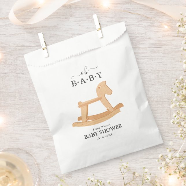 Rocking Horse Baby Shower Minimalist Baby Shower Favor Bag (Clipped)