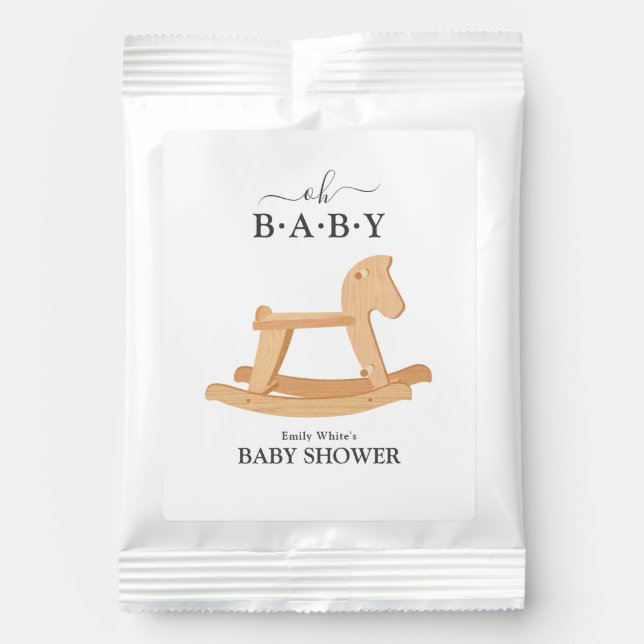 Rocking Horse Baby Shower Minimalist Baby Shower Hot Chocolate Drink Mix (Front)