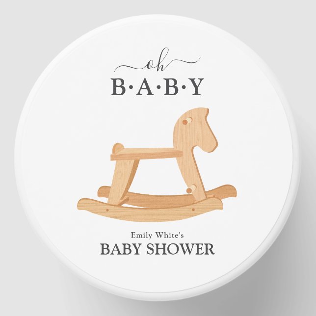 Rocking Horse Baby Shower Minimalist Baby Shower Mini Candle Favors (Front)