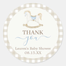 Rocking Horse Baby Shower Round Sticker
