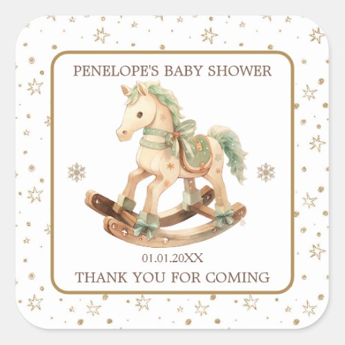 Rocking Horse Baby Shower Thank You Square Sticker