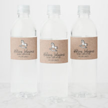 Rocking Horse Baby Shower Water Bottle Label 