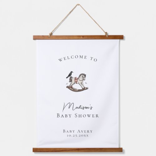 Rocking Horse Baby Shower Welcome Backdrop Hanging Tapestry