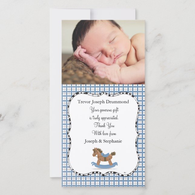 Rocking Horse Baby Thank You Photo Card (Front)