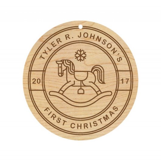 Rocking Horse Baby's First Christmas Ornament (Front)