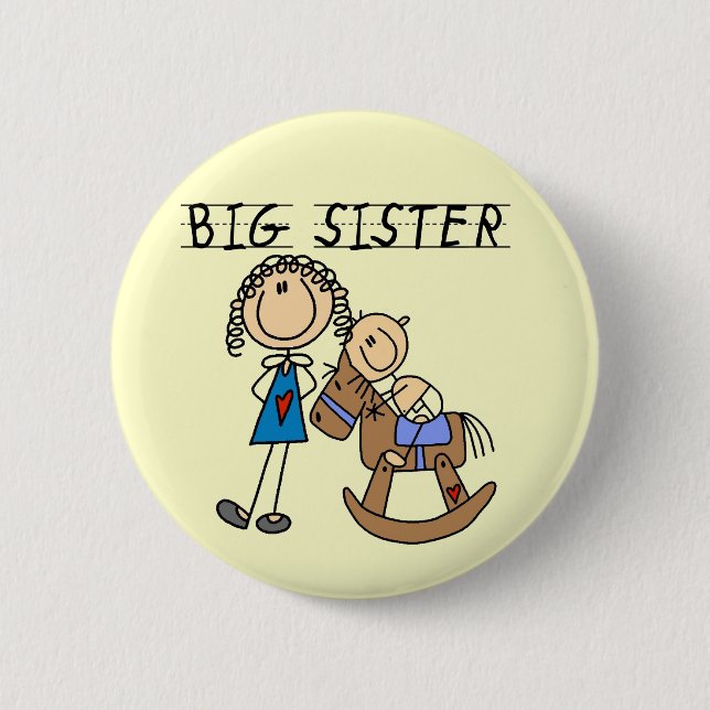 Rocking Horse Big Sister T-shirts and Gifts Button (Front)
