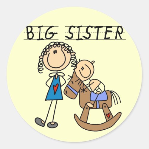Rocking Horse Big Sister T_shirts and Gifts Classic Round Sticker