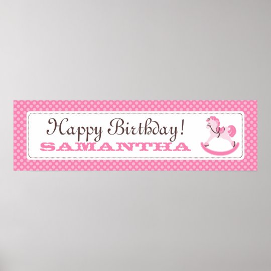 Rocking Horse Birthday Banner for Girls Poster