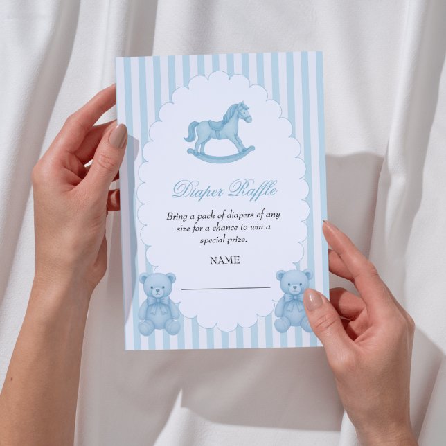 Rocking Horse Blue Baby Shower Diaper Raffle Enclosure Card (Creator Uploaded)