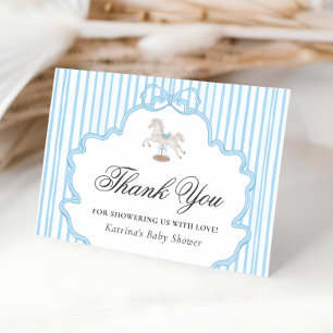 Rocking Horse Blue Baby Shower Thank You Card
