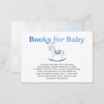 Rocking Horse Blue Boy Baby Shower Book Request Enclosure Card