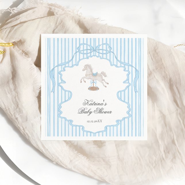 Rocking Horse Blue Boy Baby Shower Napkins (Creator Uploaded)