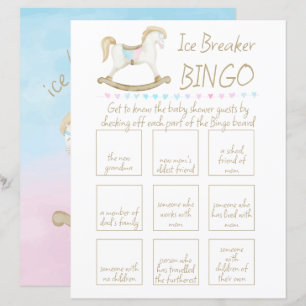 Rocking Horse Blue Pink Baby Shower Bingo