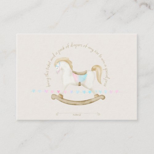 Rocking Horse Blue Pink Gender Neutral Baby Diaper Enclosure Card