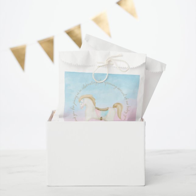 Rocking Horse Blue Pink Gender Neutral Baby Shower Favor Bag (Party)